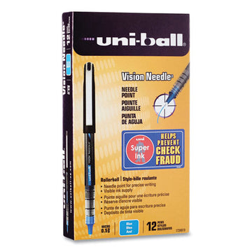 uni-ball® Vision Roller Ball Pen, Stick, Micro 0.5 Mm, Blue Ink, Black-blue Barrel, 12-pack freeshipping - TVN Wholesale